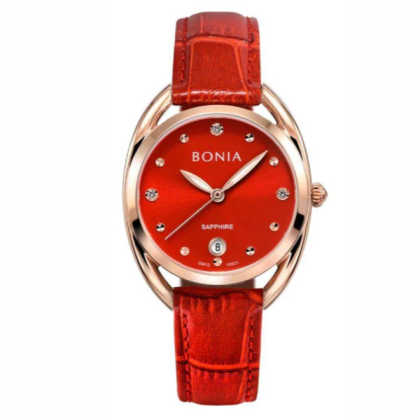 Bonia Women Elegance BNB10821-2567 Red Leather Strap Casual Watch
